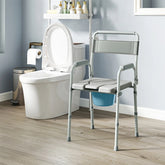 HAOYYE Grey Multi-Functional Portable Toilet Chair With Adjustable Height, Lightweight Foldable Commode Chair for Bathroom, Shower, and Elderly Assistance, Durable Steel Frame and Comfortable Padded Seat for Easy Mobility and Hygiene